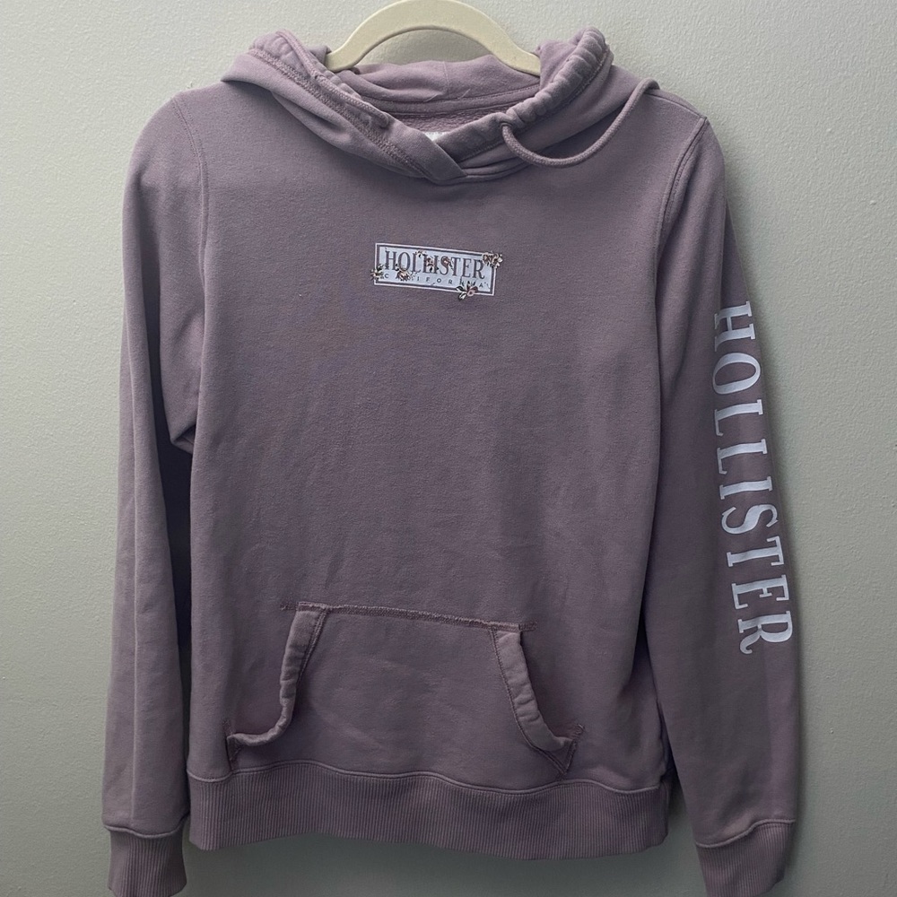 Hollister Mauve Hoodie with Floral Detail